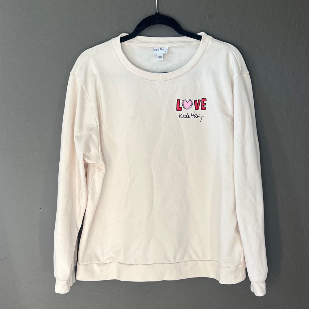 Keith Haring Love Cream Graphic Sweatshirt